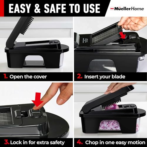 Image of MUELLER HOME ULTIMATE 12 Blade Vegetable Chopper, Mandoline Slicer and Spiralizer, Dicer, Grater, Kitchen Essentials & Accessories, Black