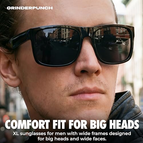Image of grinderPUNCH XL Sunglasses for Men Big Heads Wide Extra Wide Polarized UV400 Driving Fishing Sunglasses Large Fit Mens Shades