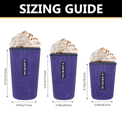 Image of 3 Pack Reusable Sleeve for Iced Coffee Cup, Coffee Neoprene Sleeve for Iced&Hot Drinks, Coffee Sleeve Compatible with Starbucks, Dunkin Coffee Cup. (Blue Jean)
