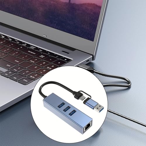 Hub USB C a RJ45 Gigabit Ethernet con 3 puertos USB 3.0 para portátil y PC 5