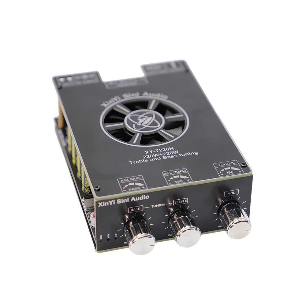 Carte d'amplificateur 2 Canaux XY-T220H, 12 V-36 V Module d'amplificateur de Puissance Ampli Stéréo, avec Contrôle des Aigus et des Basses, pour Haut-parleurs DIY