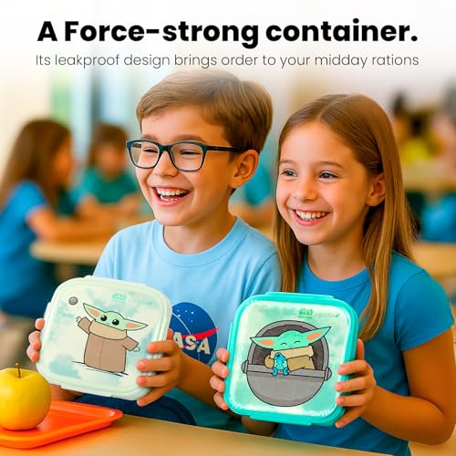 Image of Yoobi Star Wars X 2-Pack Grogu Bento Boxes & Ice Packs for Kids & Tweens - 3 Compartment Lunch Box, Dishwasher & Microwave Safe - BPA & PVC Free, Leakproof - 2 Boxes