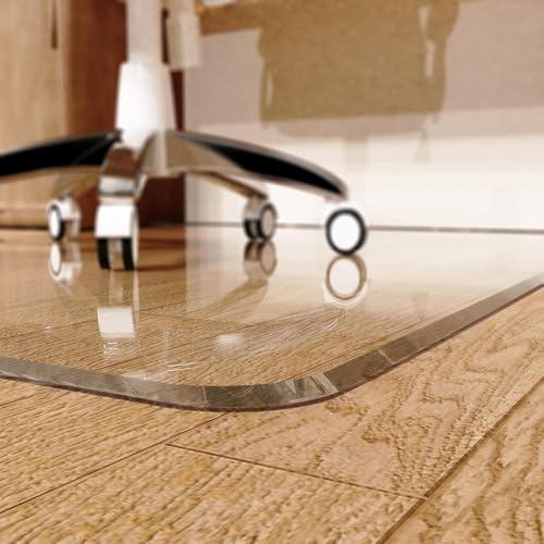 Image of MESAILUP Beveled Edge Office Chair Mat for Carpet or Hardwood Floor 42 inch x 42 inch Clear Chair Mats for a Smooth Glide and Easy Roll On /Off, Heavy Duty and Non-Slip Pad Floor Ultimate Desk Chair Mat