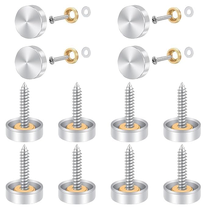 Silver Decorative Brass Cap Cover 18mm for Mirror, Name Plate & Wardrobe Screws | Round Screw Cover for Furniture Fittings – Pack of 8-image-25
