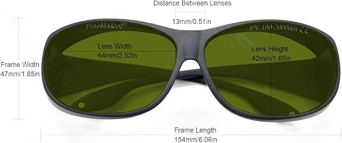 Miniatura 3 de FreeMascot IPL 190nm-2000nm - Lentes de seguridad láser para tratamiento de depilación láser, protección ocular (verde)