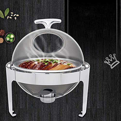 hyywmgx Chafing Dish mit sichtbarem Fenster, Edelstahl Roll-Top Round Chafer Buffetwärmer-Set mit Speisenschale… – Bild 4
