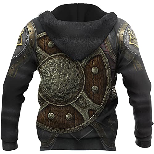 Viking 3D Print Wolf Tattoo Armor Hoody Hoodie, Norse Mythology Fenrir Long Sleeve Pullover Sweatshirt2