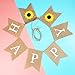 BESTOYARD Birthday Bunting Banner Decorative Burlap Banner Linen Swallowtail Pull Flag Party Supplies (Happy Birthday Letters Sunflower Pattern)
