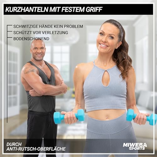 Miweba Sports Neopren Hantelset NKH100 | 𝐏𝐫𝐨𝐟𝐢 Hantel - Hexagon Hanteln Set - Kurzhanteln - Kurzhantel Set - Gymnastikhanteln - Hantel Set - Dumbbell - 0,5-10 Kg (2X 1.0 kg, Rosa)