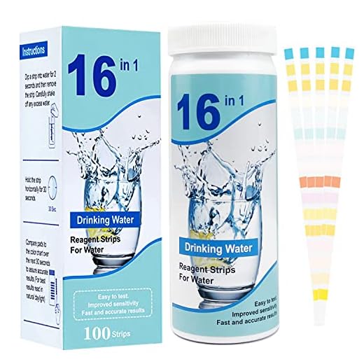 16 en 1 Tiras de Prueba de Agua Potable 100 Piezas Kit de Prueba de Agua Potable en el Hogar Prueba Rápida Fácil Medidor Cloro y PH Piscinas para Probar PH, Dureza, Cloro Libre, Alcalinidad