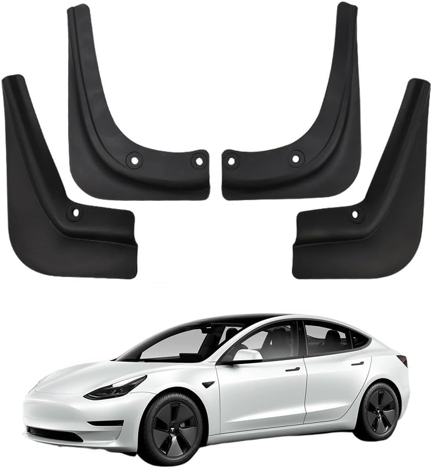 XhuangTech Model 3 Mud Guards Wheel Tire Mud Flaps Splash Salpicadera para Carro No Drilling No Tape Mudflaps All Weather Protector Mudguards for 2017-2023 Model 3 Exterior Accessorie (Set of 4)