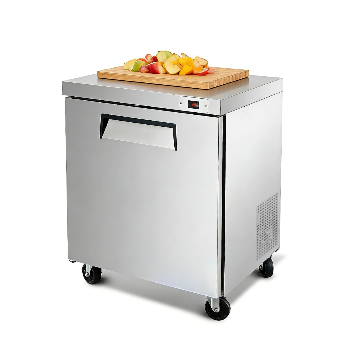 DeepTide 29" W Commercial Undercounter Worktop Refrigerator, 8 Cu.ft Commercial Refrigerator with 1 Door, 33-40°F, Stainless Steel, ETL&amp;DOE, for Restaurants, Stores, kitchen