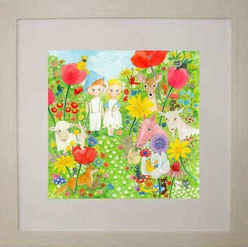 マリーニモンティーニ キャンバスプリント 版画 花とリボン マリーニ＊モンティー二展2023 marini＊monteany exhibition