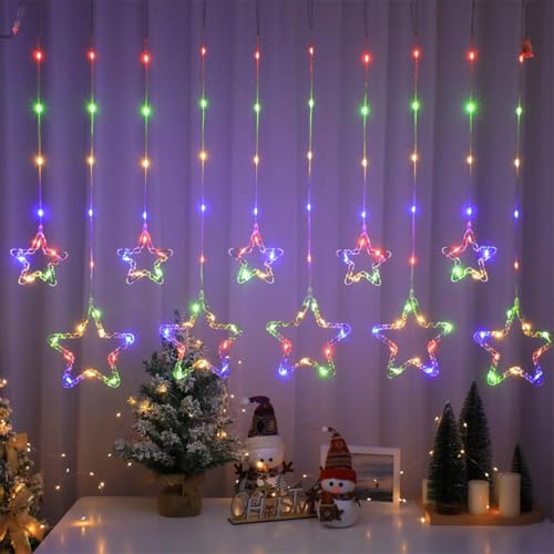 MIRADH 10 SMD Star Curtain Fairy Lights with 8 Modes – 120 LED St...