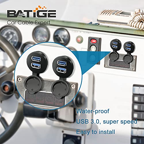 Batige 2 Ports Dual Usb 3.0 Male To Usb 3.0 Female Aux Flush Mount Car Mount Extension Cable For Car Truck Boat Motorcycle Dashboard Panel -6Ft #TOP7