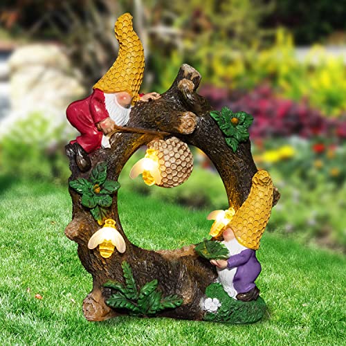 Vzvxcc Solar Garden Statue Outdoor-Garden Statues Gnomes Collecting Honey With Solar Lights Decoration For Patio Balcony Yard Lawn Ornament, Novelty Gift #TOP5