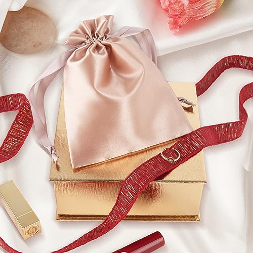 TOPTIE Custom 50 PCS Silk Satin Gift Bag with Drawstring, Jewelry Pouch Bags Logo Printed Premium Cosmetic Bag, 3.2 X 4.3 Inches4