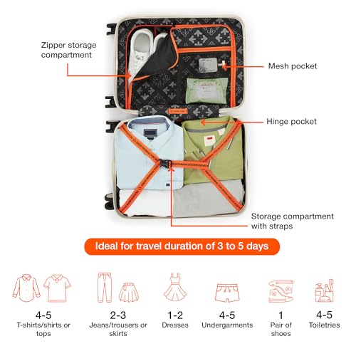 Image of Nasher Miles Polypropylene 360 Degree Paris Hard-Sided Cabin Luggage 20 inch | 55cm | 8 Wheels Small Trolley Bag for Travel | Suitcase (White)