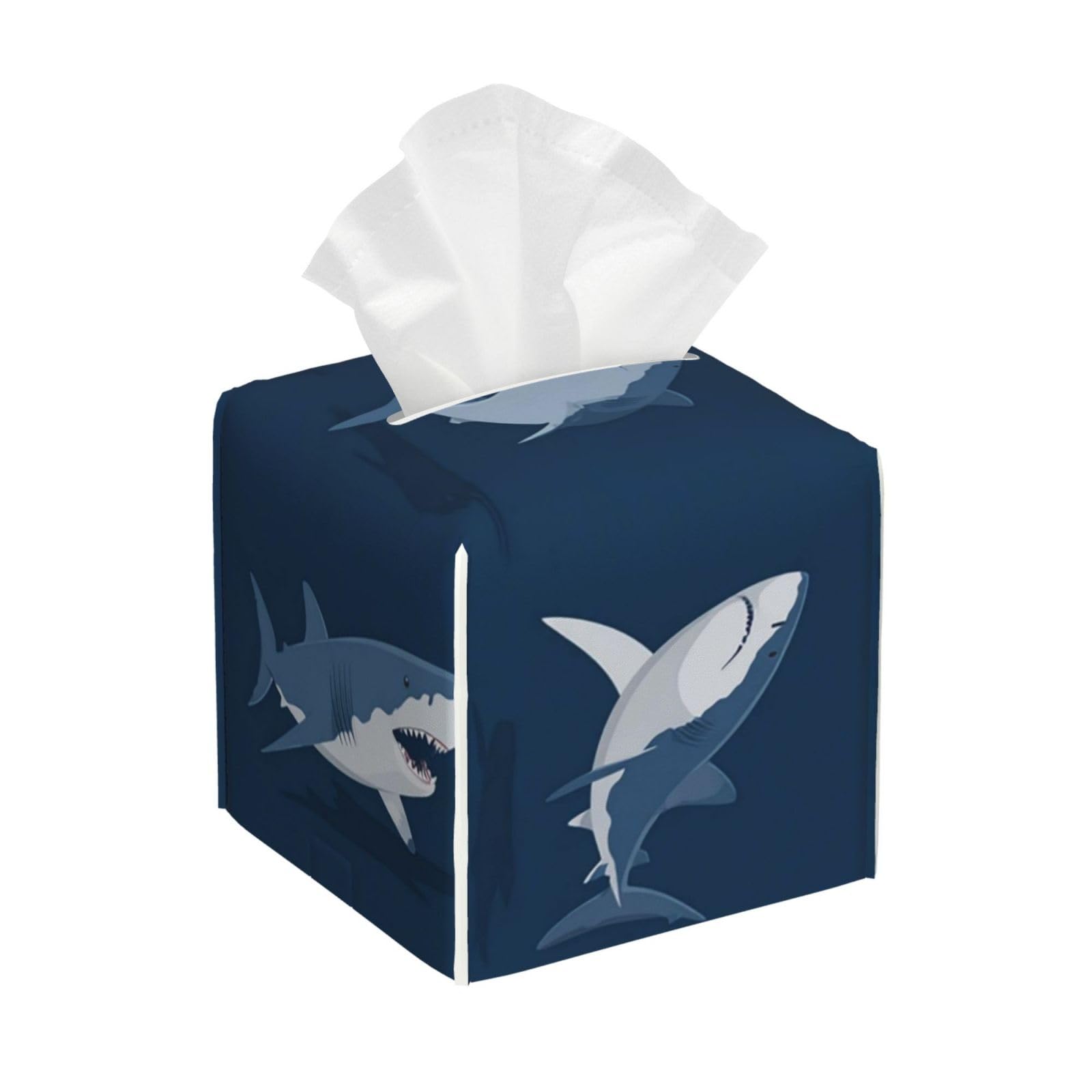 Ocean Shark Tissue Box Cover Square Cube Boxes