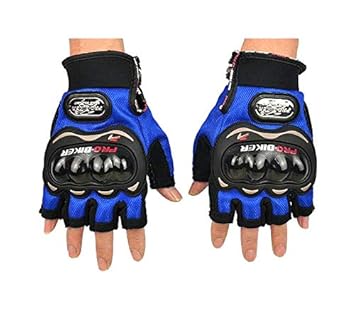 Flomaster- Probiker Gloves for Motor Cycle/Bike/Outdoor Sports Bicycle Cycling/Racing/Driving/Riding - Half Finger (Blue- XL)