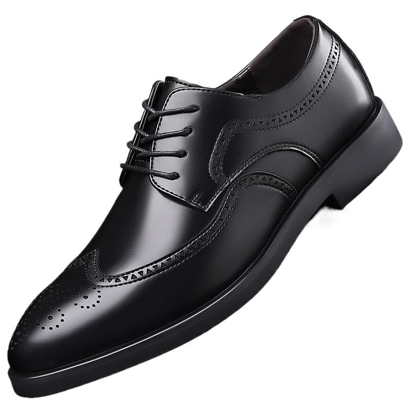 Men's Waterproof Oxford Dress Shoes with Soft Leather Upper and Padded Collar, Ideal for Rainy Days and Professional Environments