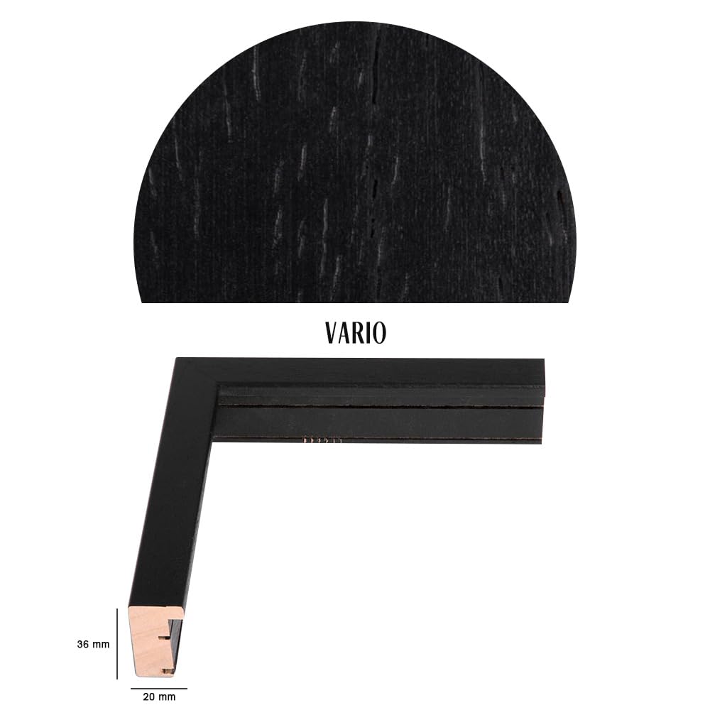 Bildershop-24 Schallplattenrahmen VARIO36 Schwarz matt lackiert in 32x48 cm für Vinyl Schallplatten und Cover Rahmen mit Passepartout Hintergrund in Silber