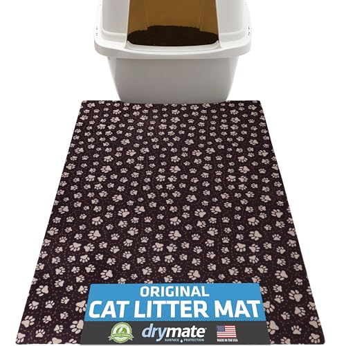 Image of Drymate Original Cat Litter Mat, Contains Mess from Box for Cleaner Floors, Urine-Proof, Soft on Kitty Paws -Absorbent /Waterproof- Machine Washable, Durable (USA Made) (20aa‚¬A x 28aa‚¬A) (Paw Path Tan)