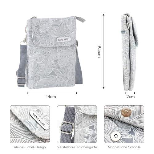 dogmoon Handytasche Zum Umhängen, Handy Umhängetasche Damen, Leichte Crossbody Umhängetasche, Handy Tasche Damen Multifunktionale Damen Handytasche Mit Schultergurt für Alltag Schule Einkauf (Grau)