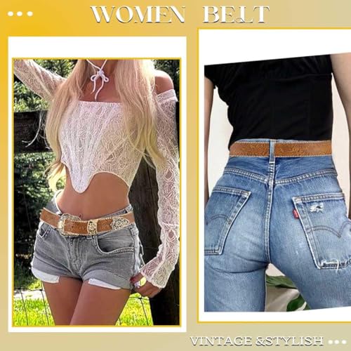 Brown Western Belt for Women Cowgirl Country Leather Belt for Jeans Pants4