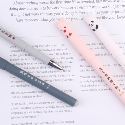 GZGXKJ 20pcs Friction Pens 0,5mm Erasable Pens Animal Rub Out Pen Cute Cartoon Erasable Pen Blue Refill Suitable for School Families Students and Office Supplies - Image 3