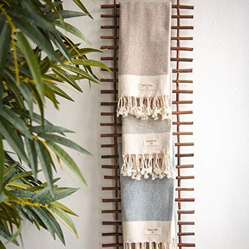 Turkish Hand Towel (Set of 2) for Kitchen and Bathroom | 100% Cotton, 20 x 38 Inches | Prewashed Decorative Peshtemal Towel for Face, Hand, Hair, Yoga, Dishcloth, Tea Towel (Beige)