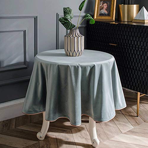 Jiaquhome Table Cloth Solid Color Velvet Round Tablecloth Household Coffee Table Cloth Table Cloth Light Blue,Diameter 280Cm #TOP28