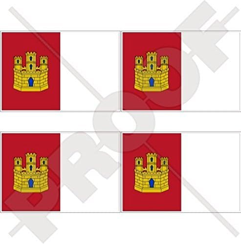 CASTILLA-LA MANCHA Bandera España Manchego-Castellano Español 2" (50 mm) Adhesivos de vinilo para casco, calcomanías x4