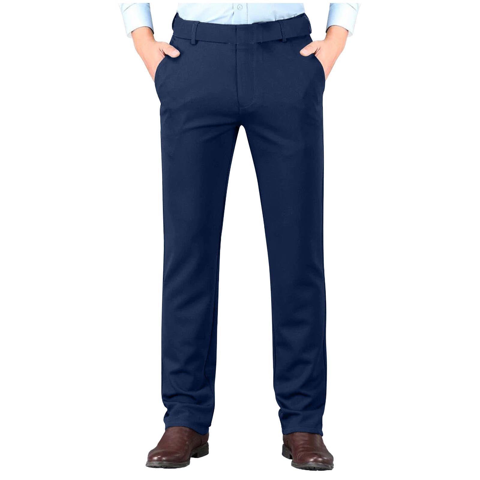 Mens Skinny Golf Casual Dress Pants Classic Fit Flat Front Expandable Waist Wrinkle Free Work Office Business Pants