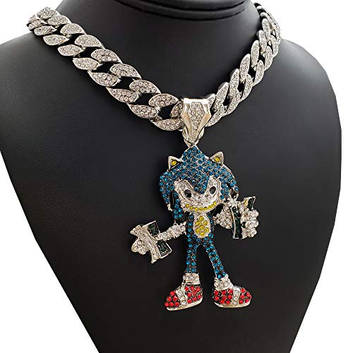 Hip Hop Lab Diamond Super Sonic Pendant & 18" Full Iced Cuban Choker Necklace2