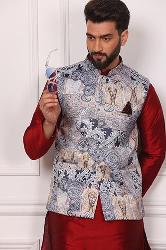 Image of Kurta With Churidar & Multicolor Nehru jacket Set