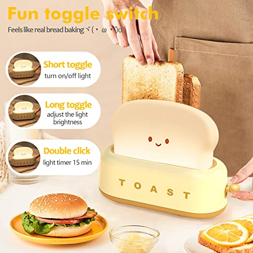 Qanyi Small Table Lamp, Cute Toast Bread Led Bedroom Nightstand Light With Timer And Rechargeable, Cool Birthday Gift For Baby Kids Children Girls Boys #TOP1