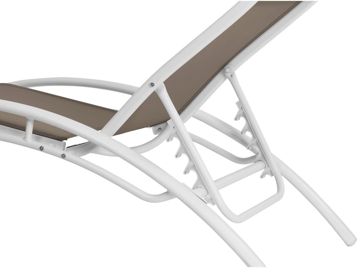Habitat et Jardin - Lot de 2 Bains de Soleil en Aluminium et Textilène Beauty - Transats Multi Positions - Chaises de Jardin, Piscine et Balcon Empilable - Dossier Inclinable - Taupe