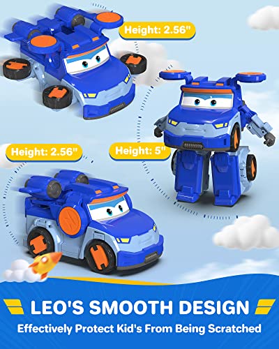 Super Wings - 5" Transforming Leo Airplane Toys Action Figure | Airplane To Robot | Season 5 New Character | Fun Toy Plane For 3 4 5 Years Old Boys And Girls | Preschool Birthday Gift For Kids , Blue #TOP4