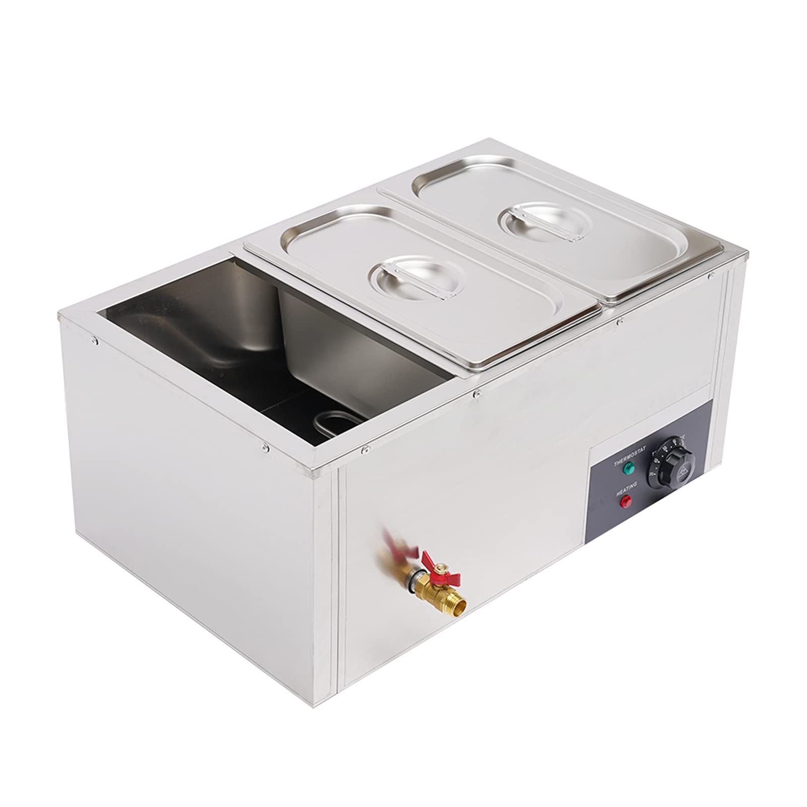 Scaldavivande Commerciale a bagnomaria 3 pentole, scaldavivande Elettrico con Controllo della Temperatura, scaldavivande a Buffet in Acciaio Inossidabile con coperchi