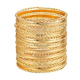 ● Set of 19 gold bracelets women. Detachable, can be worn freely combination ● Perfect for layering and creating a unique, boho look.Textured designs add extra style to any outfit. ● Our women's bangle bracelets are made of high-quality eco-friendly ...
