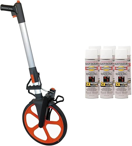 US Tape 68901 DuraWheel - Rueda de medición DW-PRO de 12.5 pulgadas; pies/décimas y Rust-Oleum 266593-6PK Pintura en aerosol profesional de
