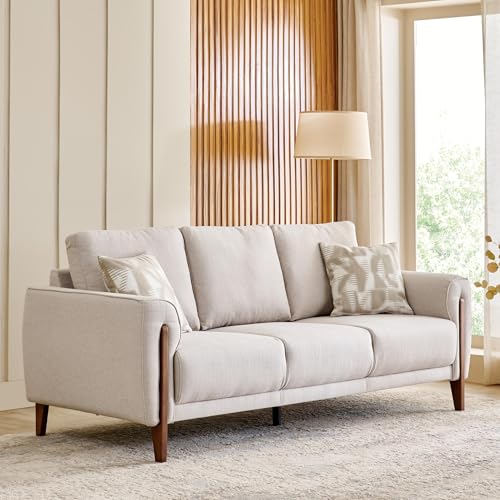 Image of Home Centre | Halifax | Fabric|Solid Wood | 3 Seater Sofas | Beige | 1 Year Warranty