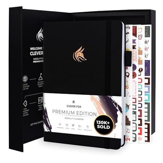 Clever Fox Planner Premium Edition – Undated Luxurious Weekly & Monthly Planner to Increase Productivity and Hit Your Goals – Organizer – Start Anytime, A5, Lasts 1 Year, Black (Weekly)