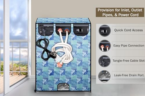 Image of Stylista Washing Machine Cover Compatible for LG 9 kg Inverter Wi-Fi Fully-Automatic Front Load FHT1409SWS, STS-VCM Printed Pattern