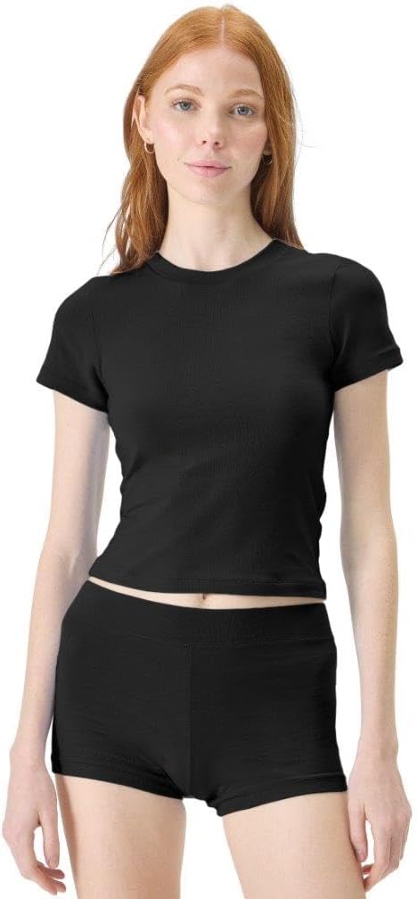 florence by mills Women's Bright Side Fitted Crew Neck Tee Shirt