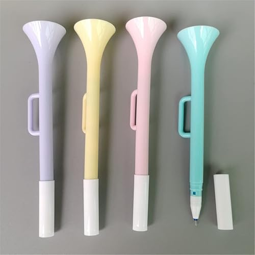 Bolígrafos de tinta de gel con forma de trompeta, suministros escolares de oficina para niñas, bolígrafos novedosos para niños estacionarios (4)