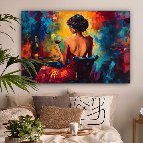 Tableau toile Femme coloré 120x80, prêt à accrocher MuchoWow