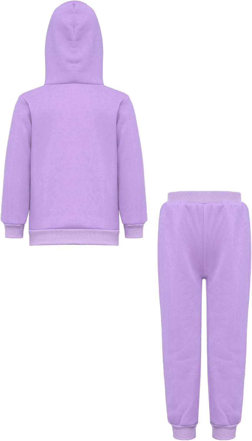 Kids 2 Piece Sweatsuit Set for Girls Hoodie Sweatshirt and Jogger Sweatpants Fall Winter Outfits