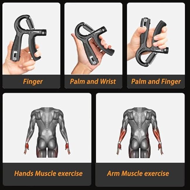 Strengthener Hand Grip Trainer Number Counter Forearm Finger Wrist Gripper Exerciser 5-60kg Adjustable Stretcher Squeezer Workout